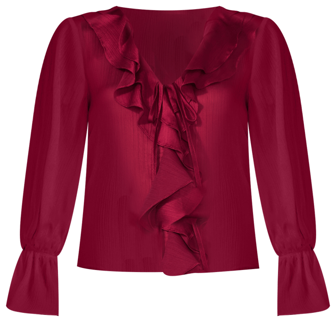 Women's Ruffled V-Neck Bell-Sleeve Blouse