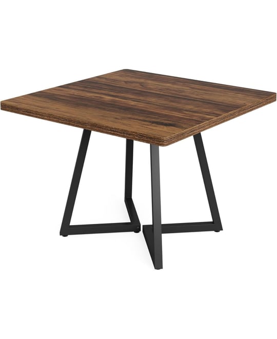 Square Dining Table for 4, 31.5" Industrial Dinner Table with Metal Base, Wood Kitchen Table for Dining Room, Small Space, Apartment