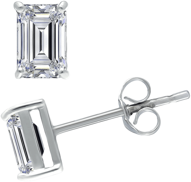 Cubic Zirconia Baguette Solitaire Stud Earrings, Created for Macy's