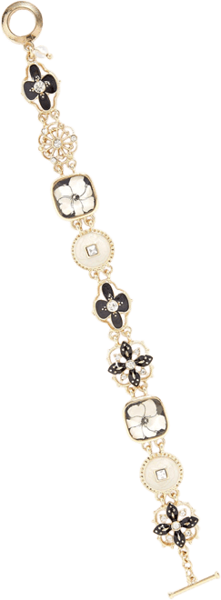 Napier 7.5 In. Floral Charm Toggle Bracelet
