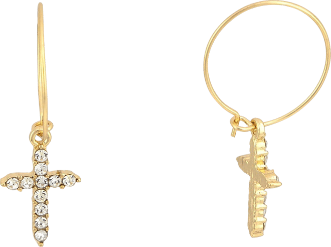 Dauplaise Jewelry Cross & Hoop Dangle Earrings