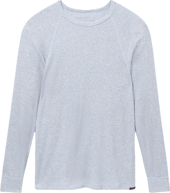 Mens Waffle Knit T-shirts Long Sleeve Crewneck Tops Tee