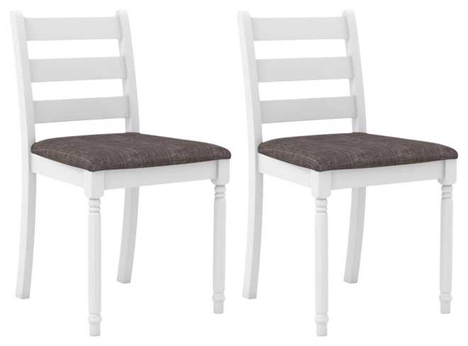 Set of 2 Rubber Wood Dining Chairs with Upholstered Seat