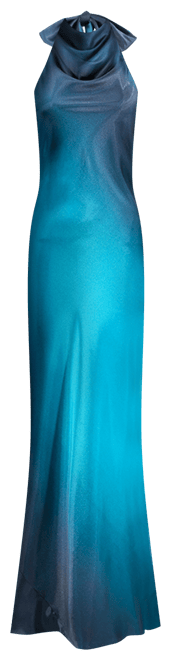 Women's Ombre Sleeveless Draped Halter Gown