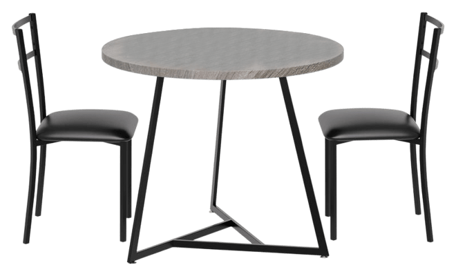 Round Dining Table Set for 2,Kitchen Table Chairs Set of 2, Small Dining Room Table Set with 2 Upholstered Chairs, Dinette for Small Place,Apartment,