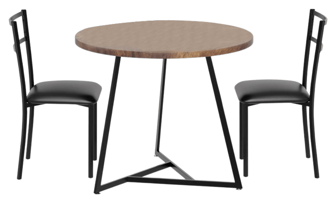 Round Dining Table Set for 2,Kitchen Table Chairs Set of 2, Small Dining Room Table Set with 2 Upholstered Chairs, Dinette for Small Place,Apartment,