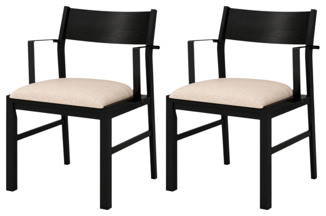 Dining Chair with Contoured Backrest and Padded Seat Set of 2
