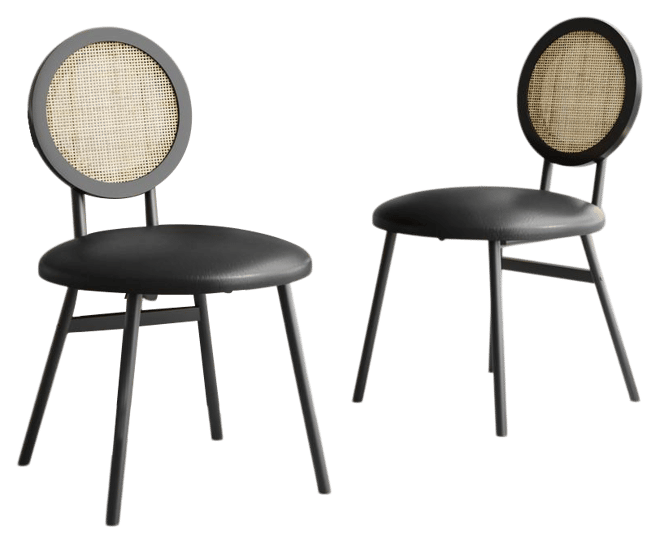 Dining Chairs Set of 2, Kitchen Chairs with Thicken Upholstered, Modern Black Dining Room Chairs Set of 2, Space Saving Dining Chairs with Meta