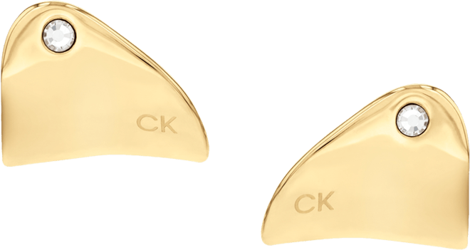 Gold-Tone Stainless Steel Pave Stud Earrings