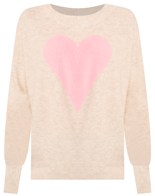 Women's Heart-Print Crewneck Long-Sleeve Sweater