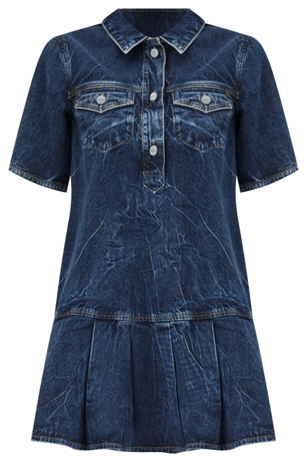 【関税＆送料込み】Ganni Crinkled Future Denim Mini Dress GANNI Crinkled Future Denim Mini Dress | Bloomingdale's