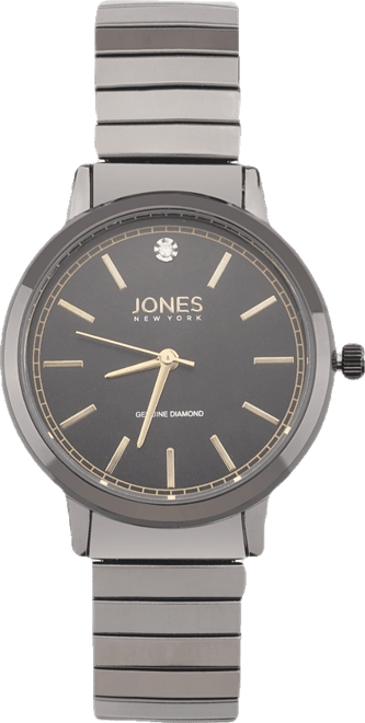 American Exchange Women's Genuine Diamond Black Dial and Metal Narrow Bracelet Analog Watch 28mm