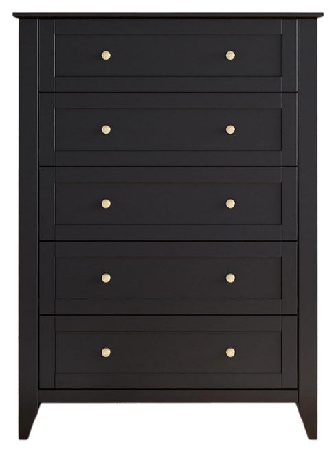 White 5 Chest of Drawer Dresser, Modern Tall Nightstand with Deep Drawers and Nickel Round Handle