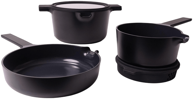 Neat 5-Piece Nesting Cookware Set – Stackable Nonstick Pots & Pans