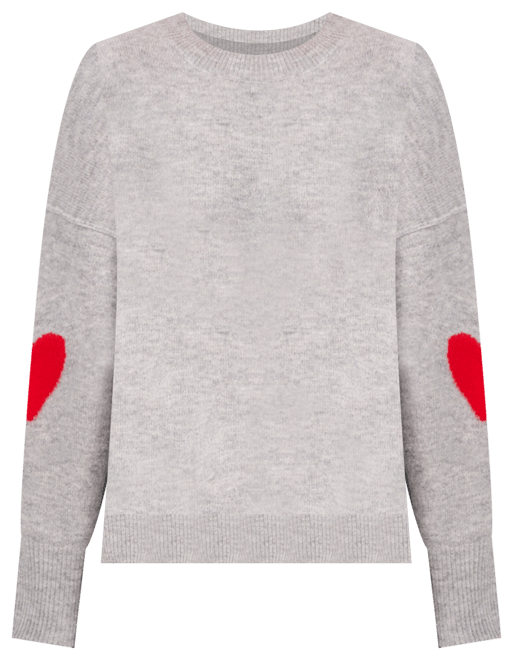 Women's Elbow Hearts Long-Sleeve Crewneck Sweater