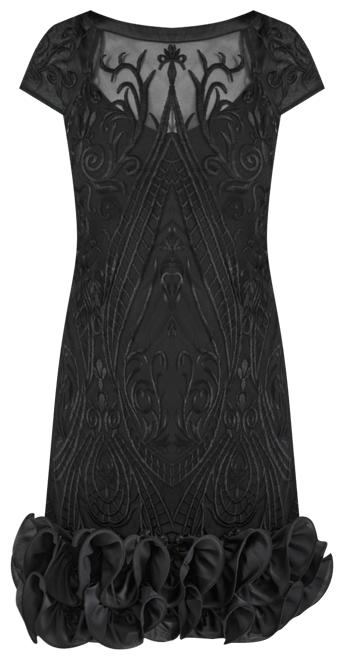 Women's Embroidered-Mesh Ruffled-Hem Sheath Dress