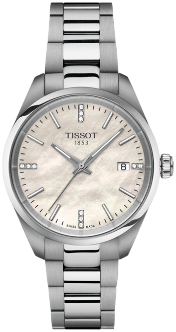 Women's Swiss Pr 100 Diamond (1/20 ct. t.w.) Stainless Steel Bracelet Watch 34mm