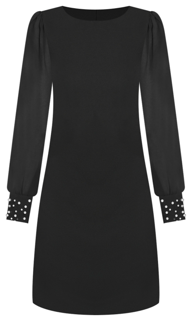 Women's Illusion-Sleeve Beaded-Cuff Dress