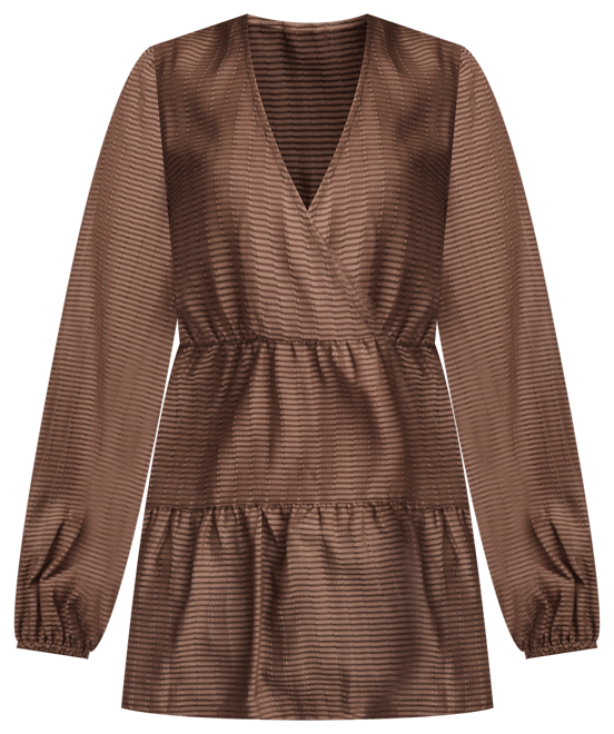 Women's Striped Ruffle V-Neck Blouse