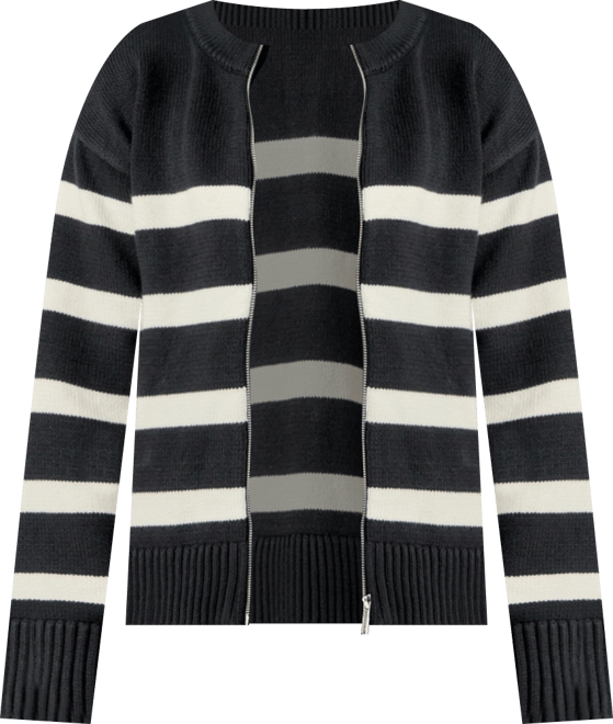 Women's Zip Up Striped Sweater