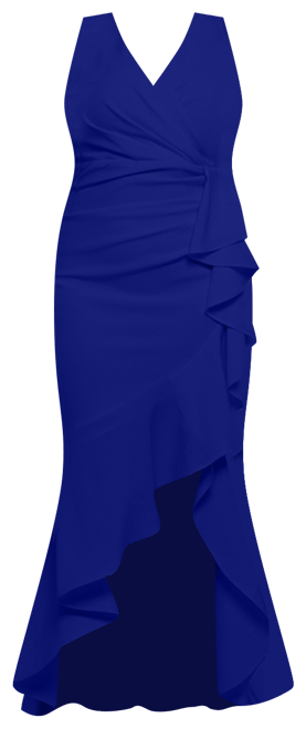 Plus Size Sleeveless Ruffled High-Low Gown