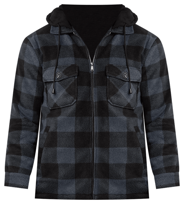 Victory Mens Fleece Hooded Interior Pockets Midweight Shirt Jacket