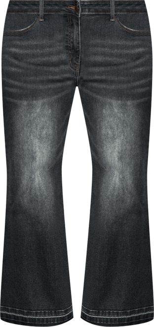 Plus Size Raw Hem Cropped Wide Leg Jeans