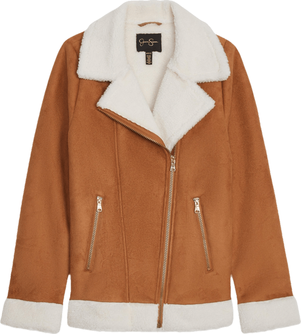 Girls 7-16 Fashion Faux Suede Moto Jacket