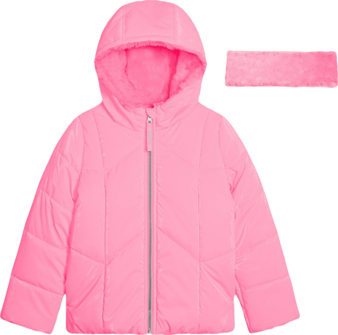 Girls 7-16 Reflective Shine Fashion Puffer Jacket
