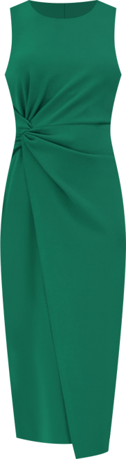 Women's Ruched Side-Twist Sleeveless Midi Dress