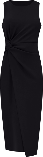 Women's Ruched Side-Twist Sleeveless Midi Dress