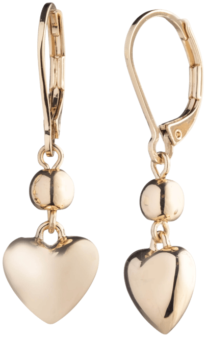 Gold-Tone Puffy Heart Drop Earrings