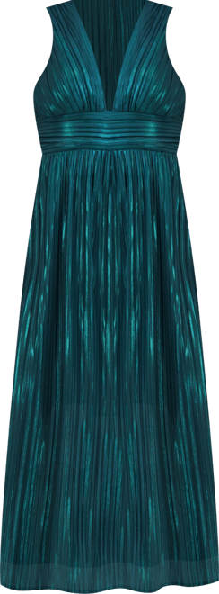 Women's Metallic Pleated Midi Dress