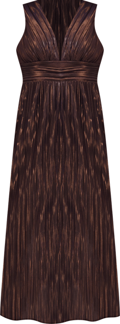 Women's Metallic Pleated Midi Dress