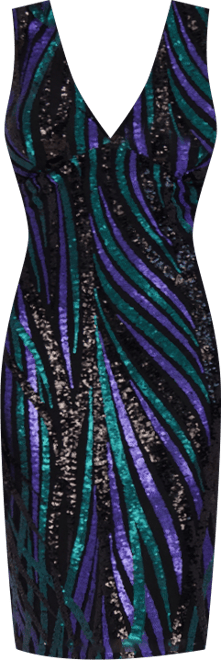 Women's Sequin Stripe V-Neck Sheath Dress