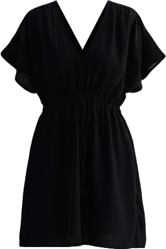 Women's Short gathered Dress in Black