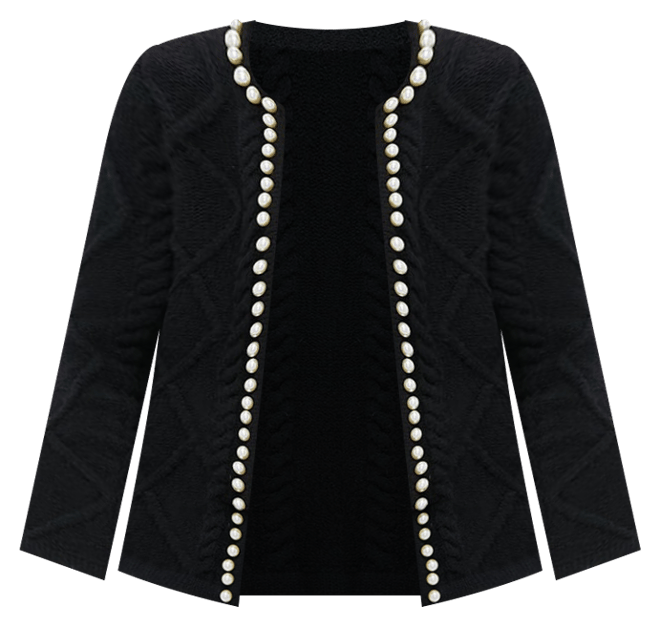 Black Pearl Trim Piper Cardigan