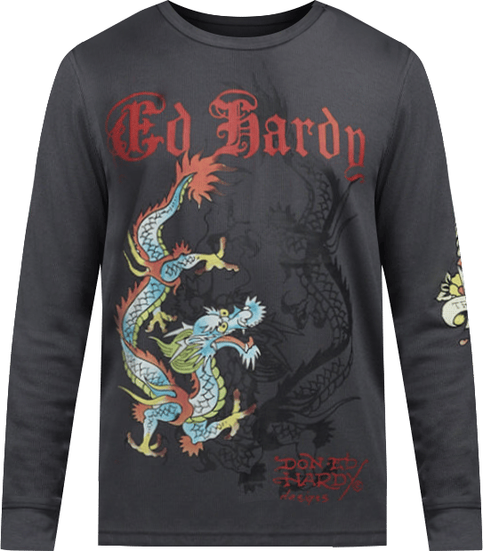 Shop Ed Hardy Dragon Dagger Longsleeve Thermal Tee EHMT1401-3-CHA