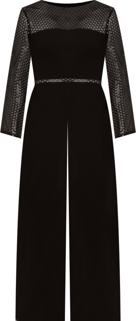 Women's Sequin-Mesh Wide-Leg Jumpsuit