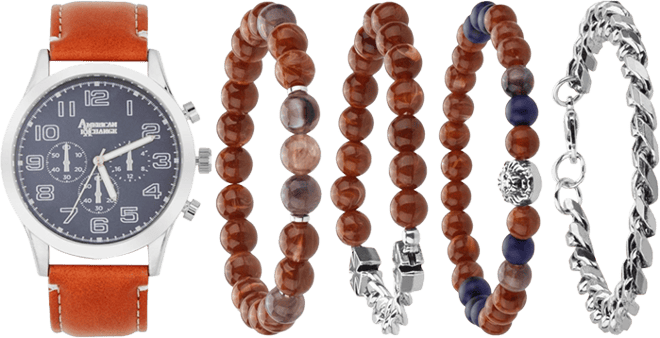 Men's Quartz Cognac Polyurethane Strap Watch, 44mm