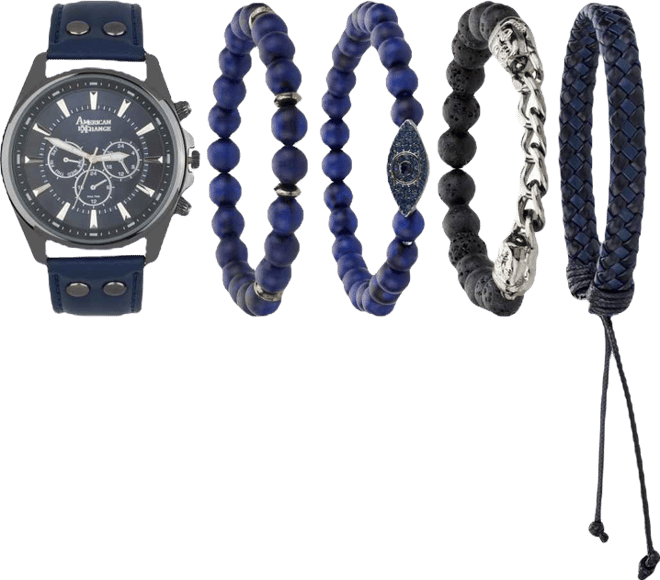 Men's Quartz Navy Polyurethane Strap Watch, 46.5mm