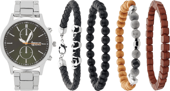 Men's Quartz Shiny Silver Tone Metal Alloy Watch, 44mm