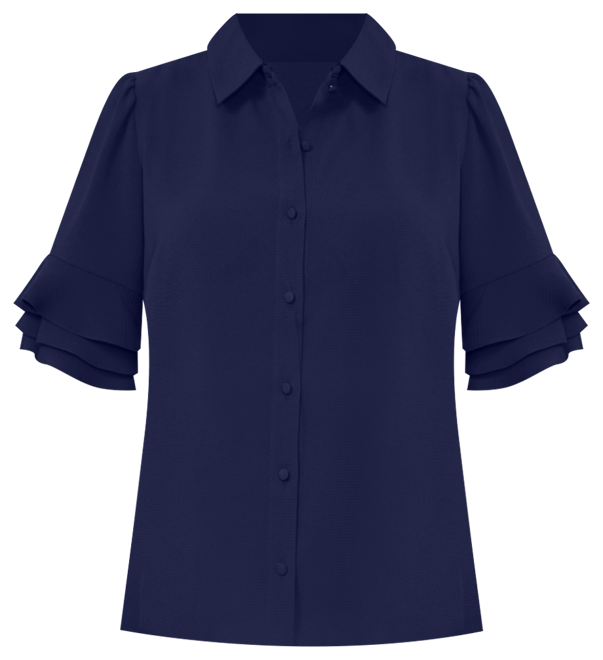 Women's Button-Front Ruffled 3/4-Sleeve Blouse