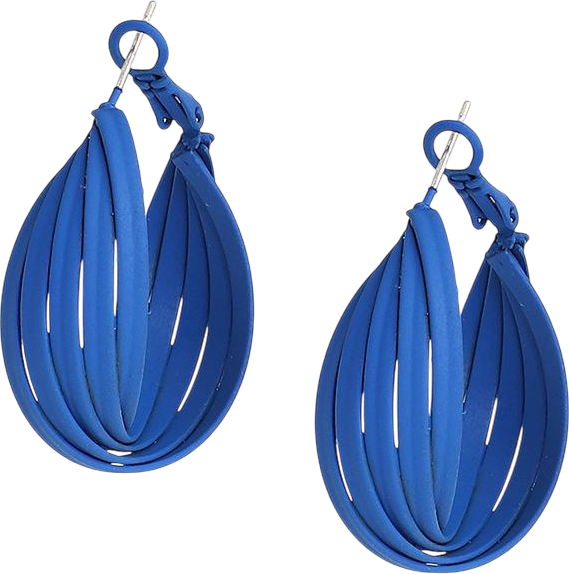 Women's Blue Petal Hoop Earrings