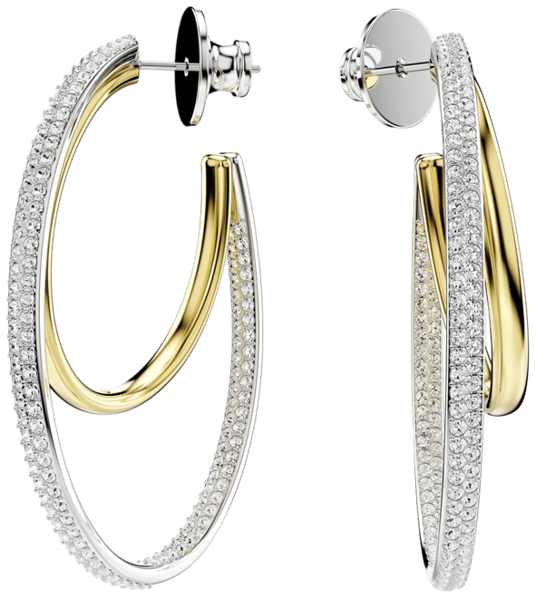 Round Cut Mixed Metal Finish Hyperbola Hoop Earrings
