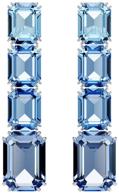 Octagon Cut Rhodium Plated Millenia Drop Earrings