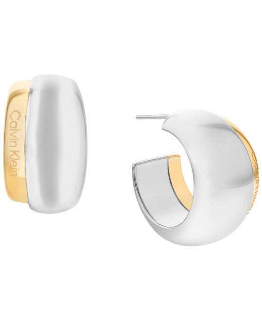 Two-Tone Stainless Steel Small C-Hoop Earrings, 0.8""