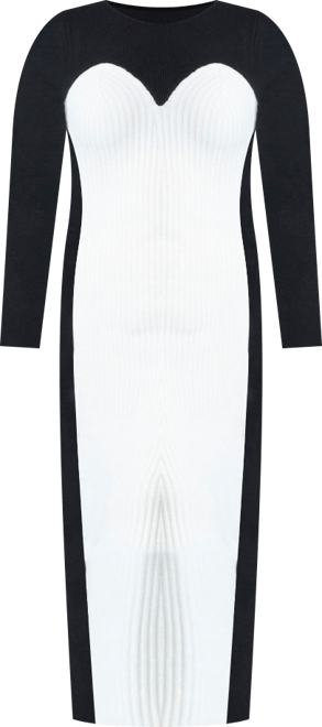 Women's Plus Size Maxi Sweater Dress With Colorblocked