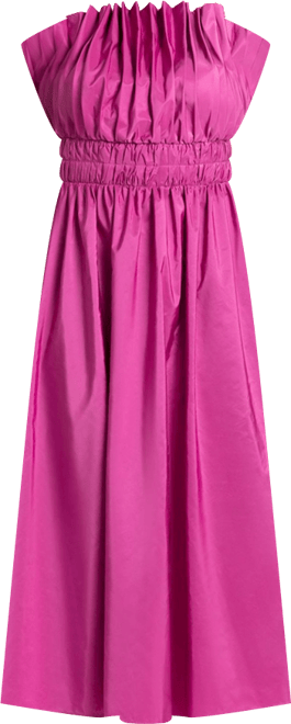 Women's Plus Size Pleated Ruffle Neckline Midi Dress