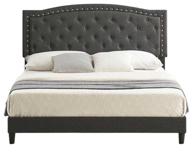 Queen Bed Frame with Adjustable Headboard, Platform Bed Frame